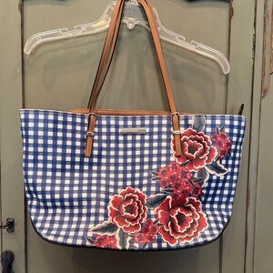 Nine West Blue and Red Floral Tote